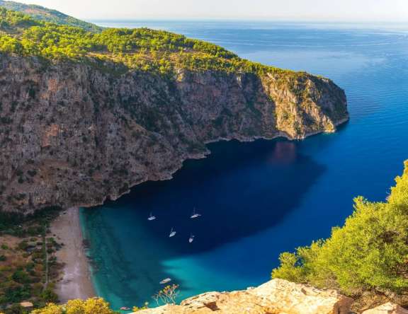 Aerial view of Butterfly Valley near Fethiye, Turkey